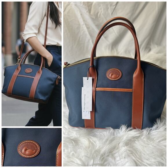 LIMITED TIME SALE $338 Dooney & Bourke Madeline Nylon Satchel Shoulder NAVY - Picture 1 of 8